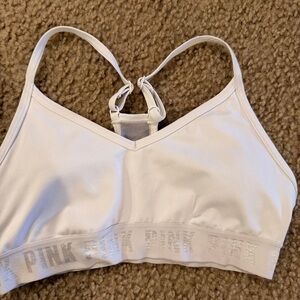 PINK Victoria's Secret White Seamless Racerback Sports Bralette